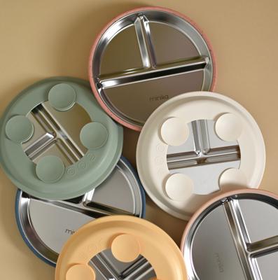 Assiette à compartiments en acier avec succion en silicone – MINIKA