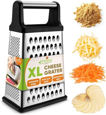 Amazon.com: Spring Chef Professional Cheese Grater - Stainless Steel, XL Size, 4 Sides - Perfect Box Grater for Parmesan Cheese, Vegetables, Ginger -