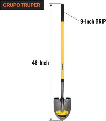 Amazon.com : Truper Tru Pro Round-Point Shovel, 48-Inch Fiberglass Handle with 9-Inch Grip, Heavy-Duty Professional Digging & Gardening Shovel (Model