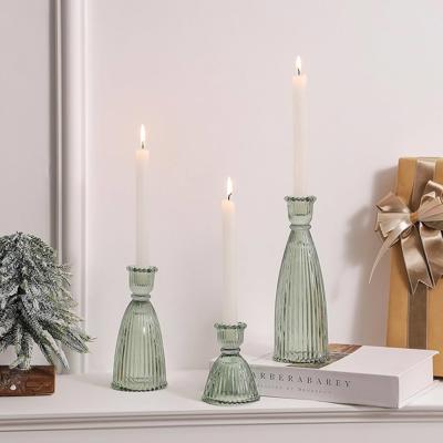 Amazon.com: Joyfice Vertical Stripe Candlestick Holders Set of 3, Premium Glass Candle Holders for Candlesticks and Taper Candles, Vintage Candle Hold