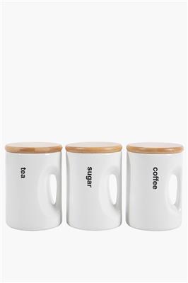 Set Of 3 Organic Handle Canisters