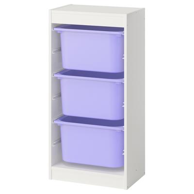 TROFAST storage combination with boxes, white/lilac, 46x30x95 cm - IKEA