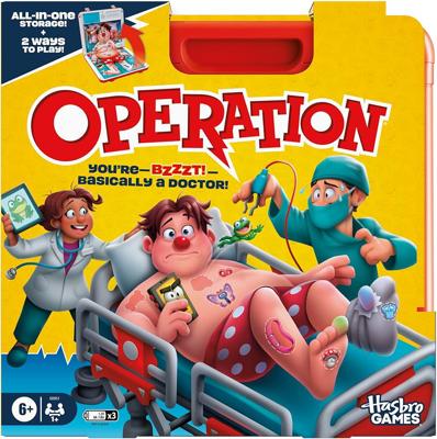 Amazon.com: Operation Electronic Board Game with All-in-One Carrying Case | 2 Ways to Play | Ages 6+ | 1+ Players | 10 Mins. | Fun Kids Games : Toys &
