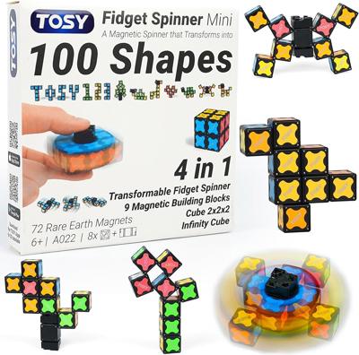 Amazon.com: TOSY Magnet Fidget Spinner Mini - 8 Blocks, 3 in 1 Toy: Transformable Fidget Spinner, Infinity Cube, 2x2 Puzzle Cube, Easter Basket Stuffe