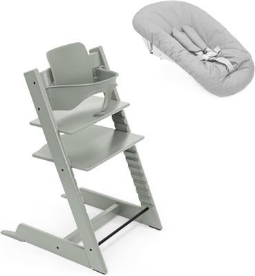 Stokke Tripp Trapp High Chair, Glacier Green (Includes Chair & Baby Set2) with Newborn Set - Safe, Adjustable, Ergonomic Design : Amazon.co.uk: Baby P