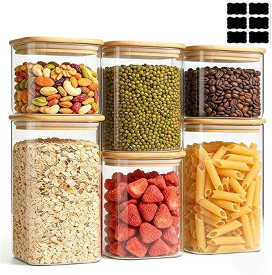 Amazon.com: ComSaf 1.8Qt Rectangular Glass Food Storage Containers with Lids, 3-Piece Airtight Cereal Containers Storage, Glass Jars with Bamboo Lids,