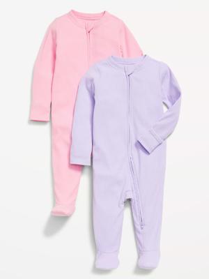 Sleep & Play 2-Way-Zip Footed One-Piece 2-Pack for Baby | Old Navy