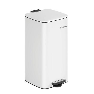 SONGMICS Trash Can, 8-Gallon (30 L) Trash Bin, Stainless Steel Kitchen Garbage Can, with Inner Bucket, Soft Close and Stays Open, Cloud White : Target