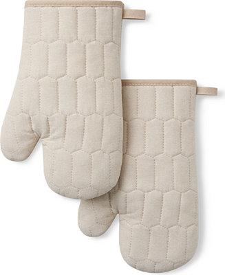 Martha Stewart Honeycomb Quilted Chambray Oven Mitt Set, 7 x 13 - Macys