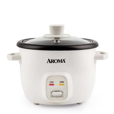 Aroma 4 Cup Pot Style Rice Cooker White: Nonstick, Stay-Cool Handles, 1 Setting, 250W, Includes Glass Lid & Manual : Target
