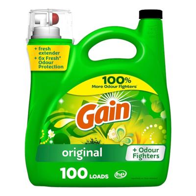 Gain Liquid Laundry Detergent, Original Scent, 100 loads, Freshness + Odour Fighting, Laundry Detergent Liquid Soap, HE compatible - 4.25 l | Real Can