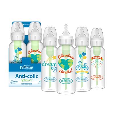 Dr. Browns, Anti-Colic Baby Bottle, 8oz, Narrow, Dream Adventure 4pk - Walmart.com