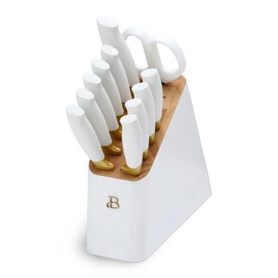 Free Shipping! Beautiful Stainless Steel 12 Piece Knife Block Set with Soft-Grip Handles White and Gold - Walmart.com