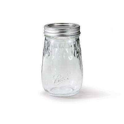 Ball 16oz. 4pk Flute Glass Mason Jar Lid and Band: Clear Canning Jars, Dishwasher-Safe, 2.5 Neck Diameter : Target