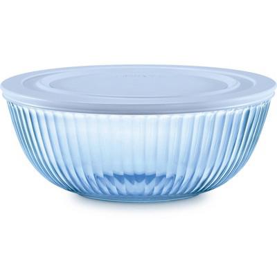 Pyrex Sculpted Tinted Lidded 4.5qt Mixing Bowl Blue : Target