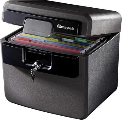 SentrySafe Black Fireproof and Waterproof Safe, File Folder and Document Box with Key Lock, Ex. 14.3 x 15.5 x 13.5 inches, HD4100 - Amazon.com