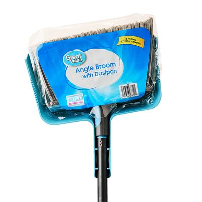 Great Value Angle Broom with Dustpan, Slanted Bristles, Clip-On Dustpan, Durable Handle for Corner and Edge Cleaning - Walmart.com