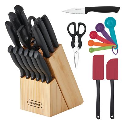 Farberware Stainless Steel Cutlery Set 23 Pieces Dishwasher Safe Black Kitchen Utensils - Walmart.com