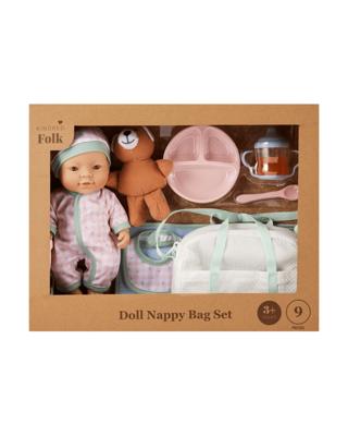 9 Piece Kindred Folk Doll Nappy Bag Set - Kmart