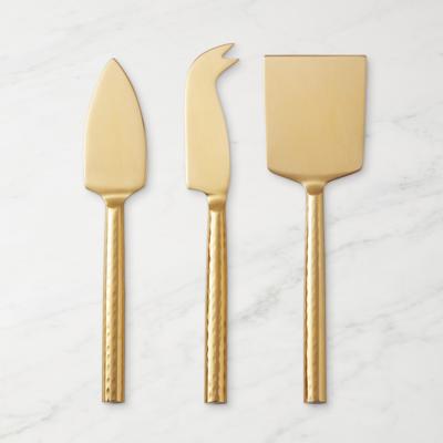 Antique Brass Hammered Cheese Knives - Set of 3 | Williams Sonoma
