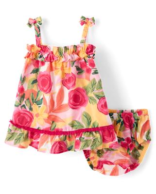 Baby Sleeveless Girls Floral Tassel Bow Shoulder Dress - Amalfi Coast - WHITE | Gymboree