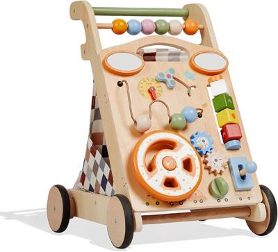 Amazon.com: GROWNSY Wooden Baby Walker with Wheels, 3-in-1 Sit-to-Stand Baby Walker with Adjustable Speed, Montessori Push Walker with 7-in-1 Removabl