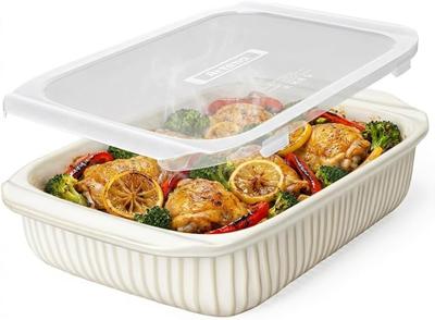 Amazon.com: Artena Baking Dish 5.1 Quarts, Casserole Dishes For Oven, Baking Pan With Handles, Lasagna Pan Deep, Large Casserole Dish, Rectangular Whi
