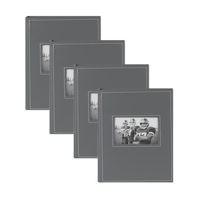 DesignOvation Debossed Black Faux Leather Photo Album (Pack of 4)