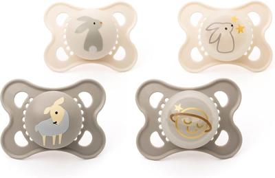 MAM Original Day & Night Soothers | 0-6 Months | 4 Pack | Includes 2X Glow in The Dark Dummies | Orthodontic Design | Baby Accessories | Pink (Various