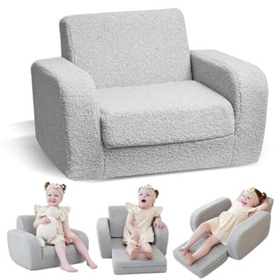 KidBloom 3 in 1 Kids Couch Sofa, Foldable Toddler Chair Bed, Comfy Convertible Plush Toddler Sofa, Baby Chairs for Girls & Boys 1 2 3