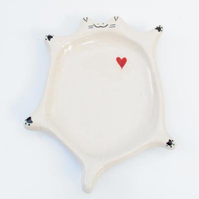 Ceramic Flat Dish - White Cat – Qshi Studio