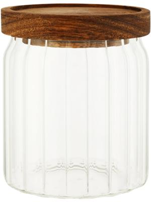 Ribbed Glass Canister with Wooden Lid 9x10cm – PEP Online