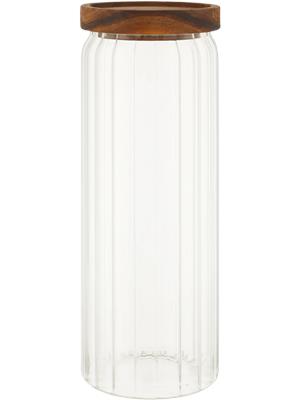 Ribbed Glass Canister with Wooden Lid 9x25cm – PEP Online