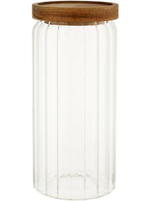 Ribbed Glass Canister with Wooden Lid 9x20cm – PEP Online