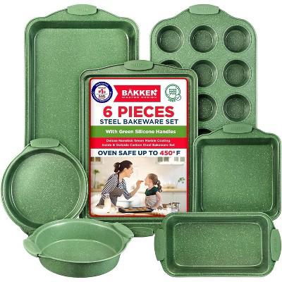 BAKKEN Kitchen Baking Pan Set - Nonstick Green Marble Coating, Carbon Steel Bakeware Sets, Oven Safe (Up To 450° F), Set of 6 : Target