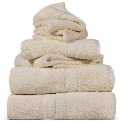 Luxury Egyptian Cotton Heavyweight Absorbant Ultra-Plush 9 Piece Towel Set, Cream - Blue Nile Mills : Target