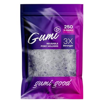 Gumi good Clear Elastics 1/2 inch Hair Band Extra Small for Thick or Thin Hair