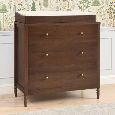 Delta Children Serena 3 Drawer Dresser with Changing Top - Teak Brown: Wood Frame, Traditional Style, Stained Finish : Target