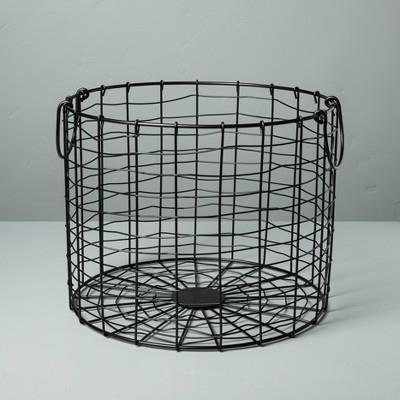 Large Round Wire Storage Basket with Handles Black - Hearth & Hand™ with Magnolia: Iron, Farmhouse Decor Style, Organizational : Target