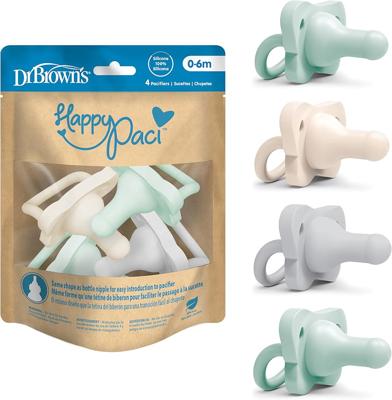 Amazon.com : Dr. Browns HappyPaci 100% Silicone Baby Pacifier, Contoured One-Piece Design, Light Pink/Pink/White, 0-6m, BPA-Free, 4-Pack : Baby