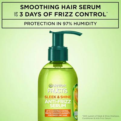 Amazon.com : Garnier Fructis Sleek & Shine Anti-Frizz Serum, Leave-In Hair Treatment with Vegan Kera System + Argan Oil, Up to 72HR Frizz Control and