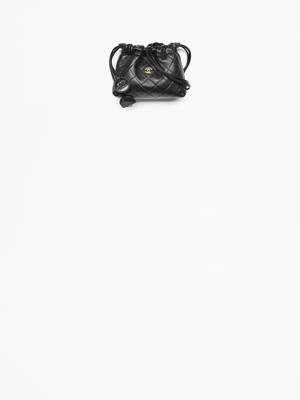 Clutch with leather strap - Lambskin, black — Fashion | CHANEL