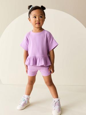 Buy Lilac Purple Short Sleeve Ribbed Top and Shorts Set (3mths-7yrs) from Next Australia