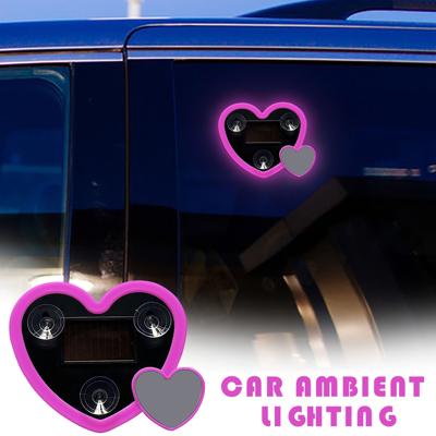 Car Ambient Lights - Heart Shape Neon LED Solar & USB Powered Hanging Decor with 5 Modes, Motion & Light Sensor, Pink Girly Car Accessories for Women