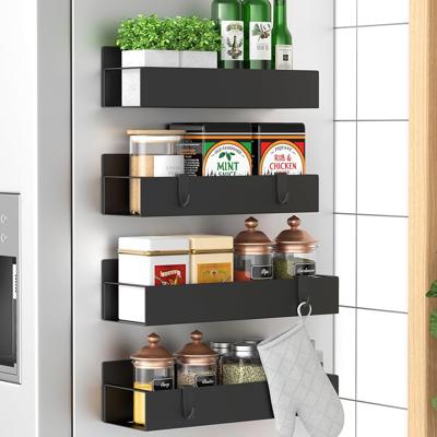 Amazon.com: HuggieGems Metal 4 Pack Magnetic Spice Storage Rack Organizer for Refrigerator and Oven, Black Fridge Organizers and Storage, Metal: Home