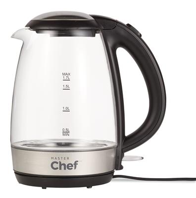 MASTER Chef Cordless Electric Kettle w/ Blue Light, Glass, 1.7L