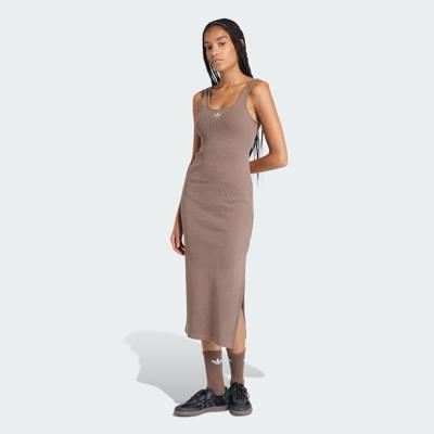 Clothing - ESSENTIALS RIB TANK MAXI DRESS WASHED - Brown | adidas South Africa