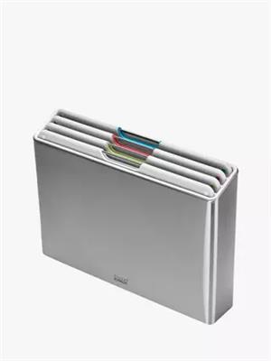 Joseph Joseph Folio Stainless Steel Case & Colour Coded Chopping Boards, Light Stone
