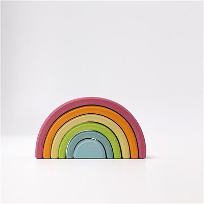 Grimm’s Medium Pastel Rainbow 6 Piece Wooden Stacking Toy | Magic Forest Shop