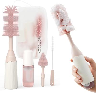 Amazon.com: Momcozy Bottle Brush Kit with Push-Press Foam Design - Newborn Essentials Gift, Portable Cleaning Tool for Home & Travel, Baby Bottle Clea